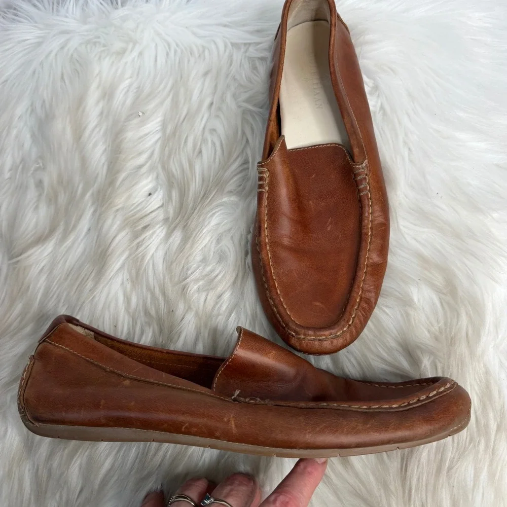 Cole Haan Mens Gunnison Driver Tan Leather Loafers C11401 Size 11M